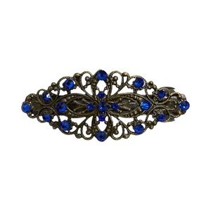 Elegant Blue Crystal Gemstone Hair Clip 3.5”